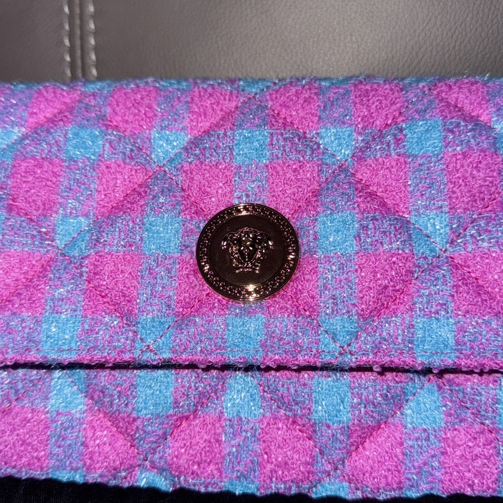 VERSACE Tweed Quilted Medusa Wallet on Chain Crossbody ⚡️w/ dust bag - Picture 2 of 5